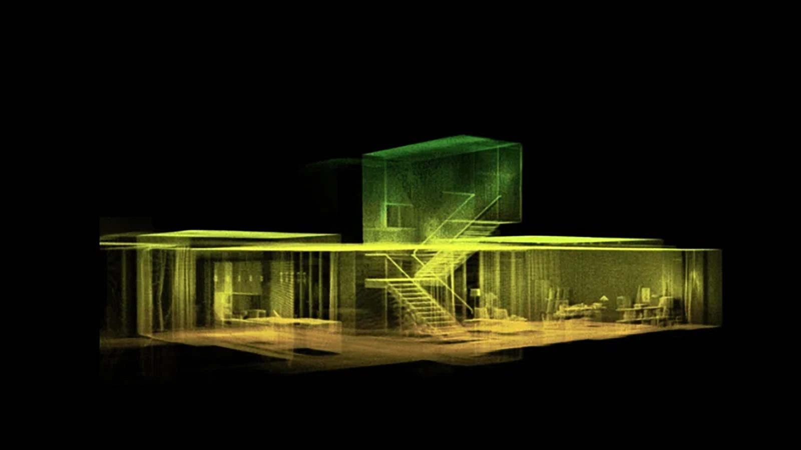 3D scan of a building shown as a point cloud