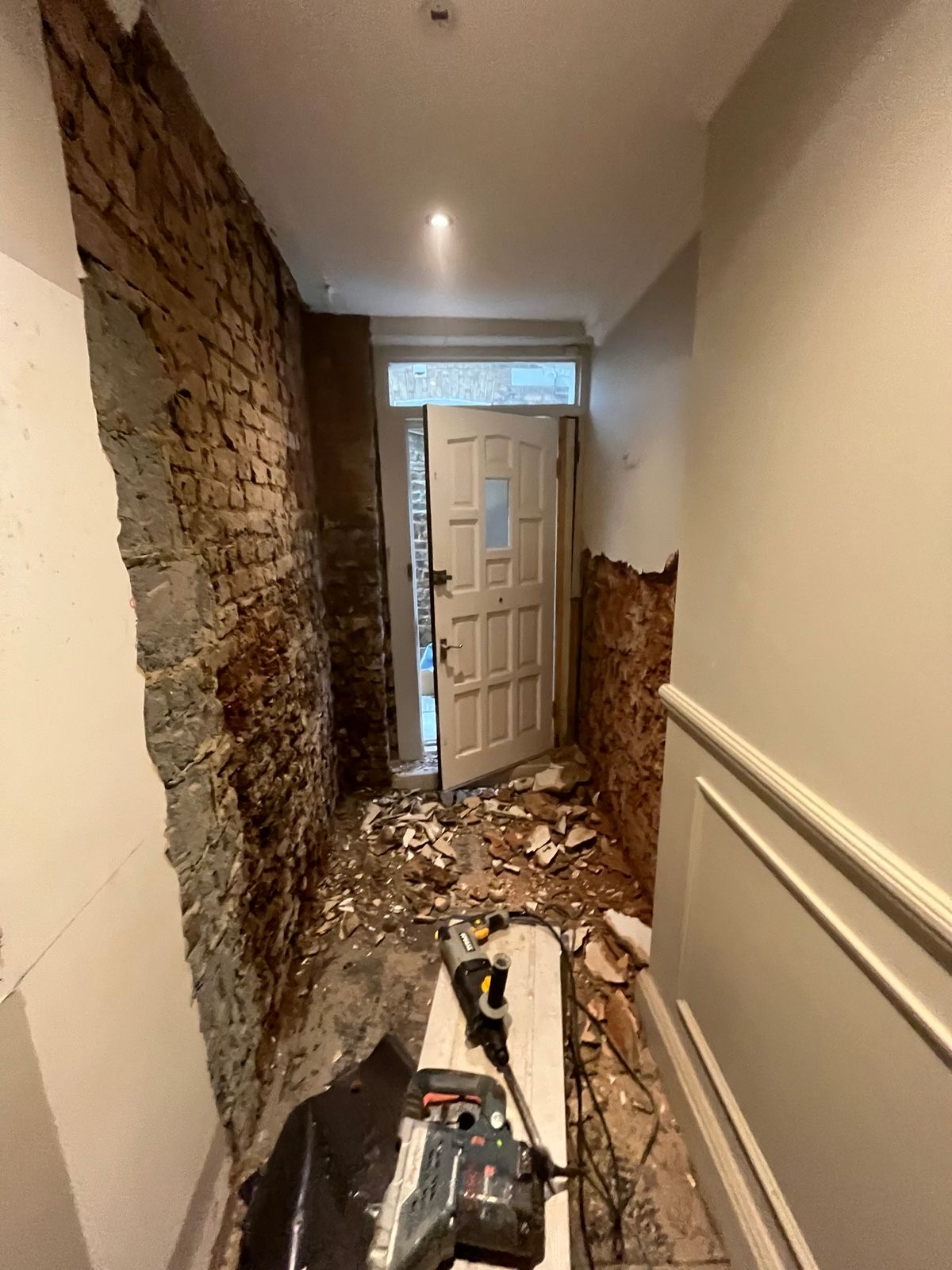Damp render removed at the entrance