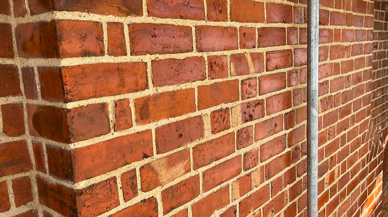 Finished, repointed brickwork